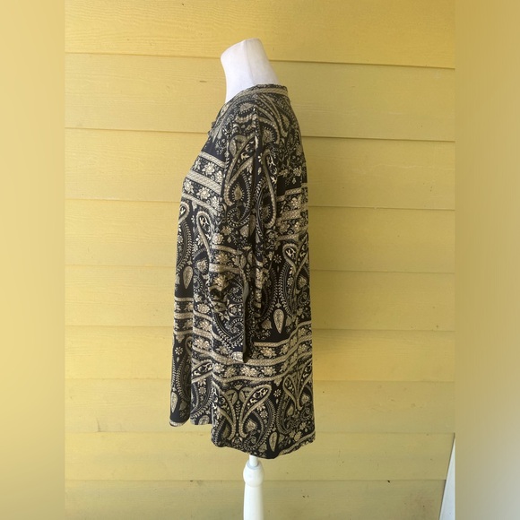 A.jesdani Women’s Top Blouse Plus 2XL Geometric 3/4 Roll Tab Sleeve V Neck - Picture 7 of 14